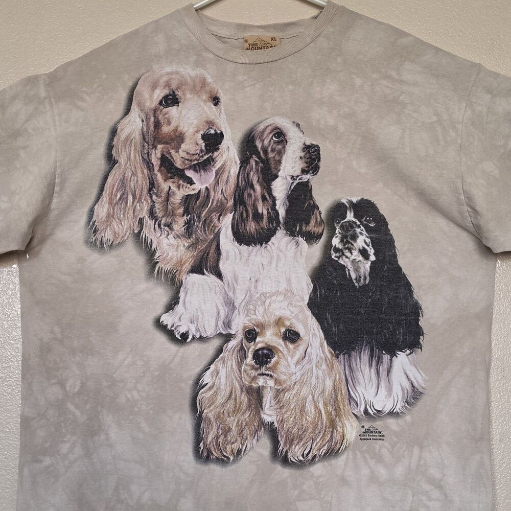 Vintage The Mountain Dog XL T-Shirt Cocker Spaniel Tie Dye 2001 Barbara Keith